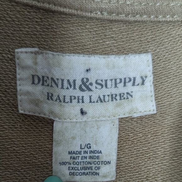 Denim & Supply Ralph Lauren Tan Full Zip Jacket Long Sleeve Pockets Size L - Picture 2 of 7